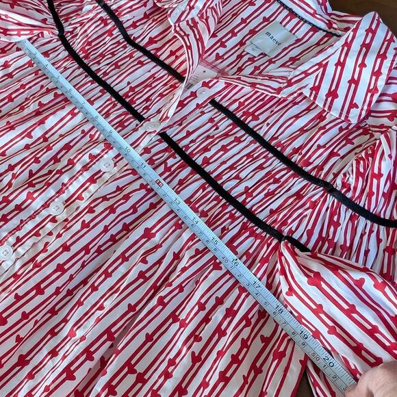 NWT Maeve Anthropologie The Leandra Shirred Yoke Striped Hearts Blouse, size M - Picture 5 of 6